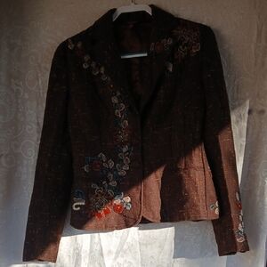 OLAY Brown Embroidered Women's Blazer